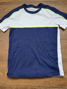 Carter's Navy & White Short Sleeve Colorblock Tee with Neon Trim Size 8